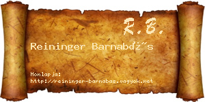 Reininger Barnabás névjegykártya